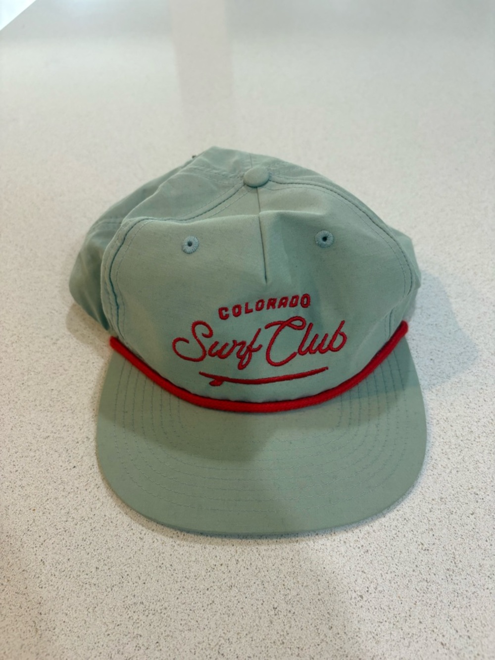 Men's Sage Green Cap with Red Trim